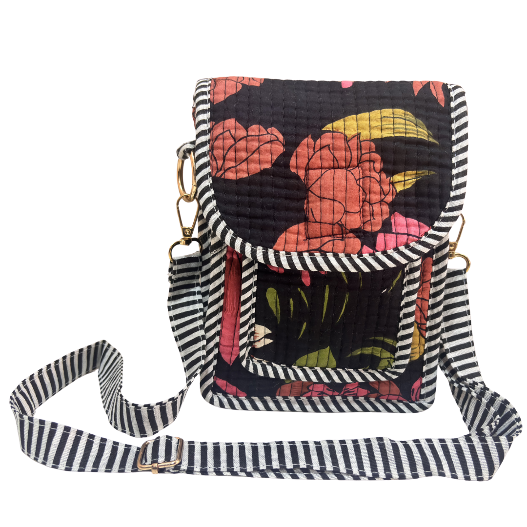 Quilted Cotton Mobile Sling Bag | The House of RajPadmini