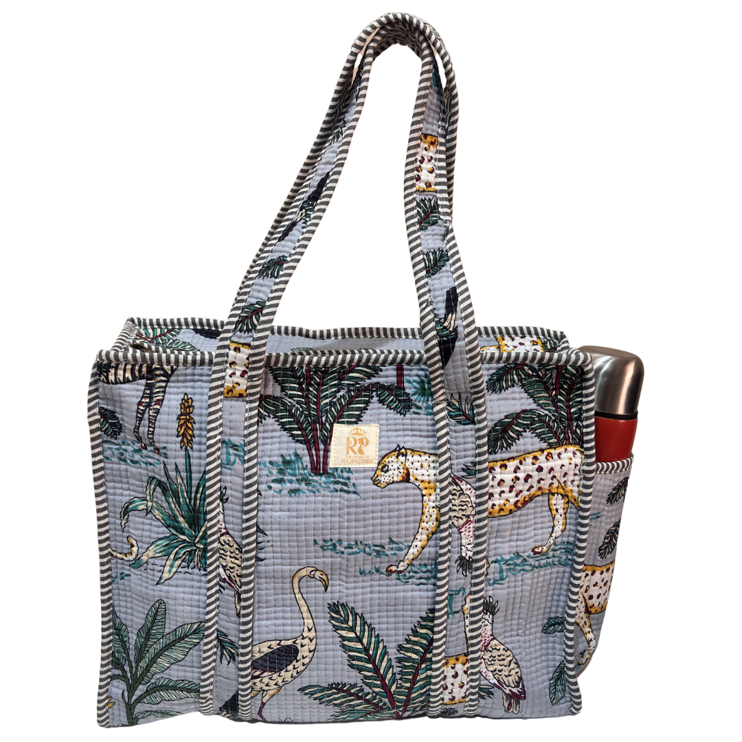 Artisan Quilted Bloom Quilted Cotton Tote - Handcrafted Shopping Companion