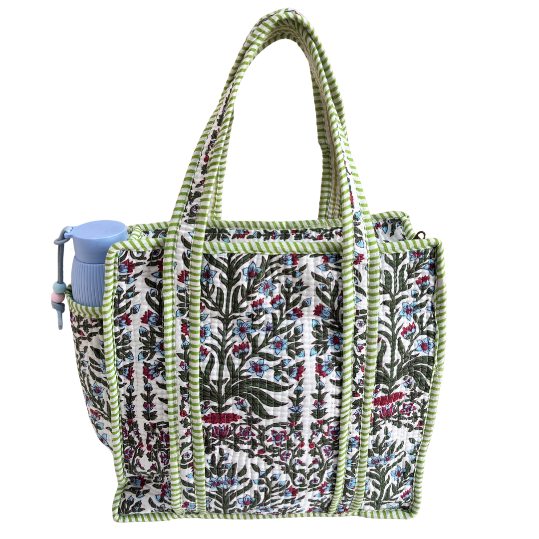 RajPadmini Handcrafted Quilted Cotton Ghar Se Mandir Edition - Tiffin & Pooja Carrier Collection