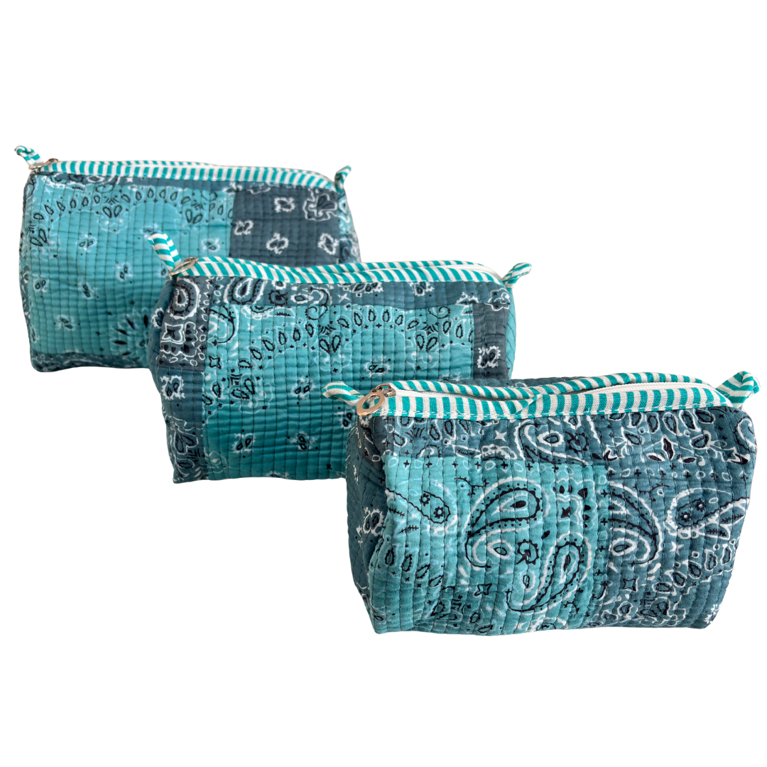 4-in-1 Festive Gifting COMBO : Premium Quilted Tote Bag + 3 Waterproof Pouches = Your Complete Organization Solution!