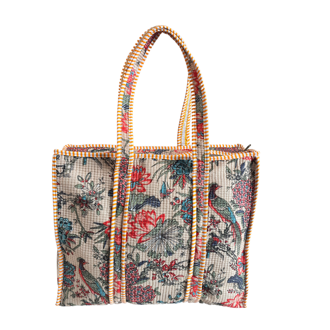 4-in-1 Festive Gifting COMBO : Premium Quilted Tote Bag + 3 Waterproof Pouches = Your Complete Organization Solution!