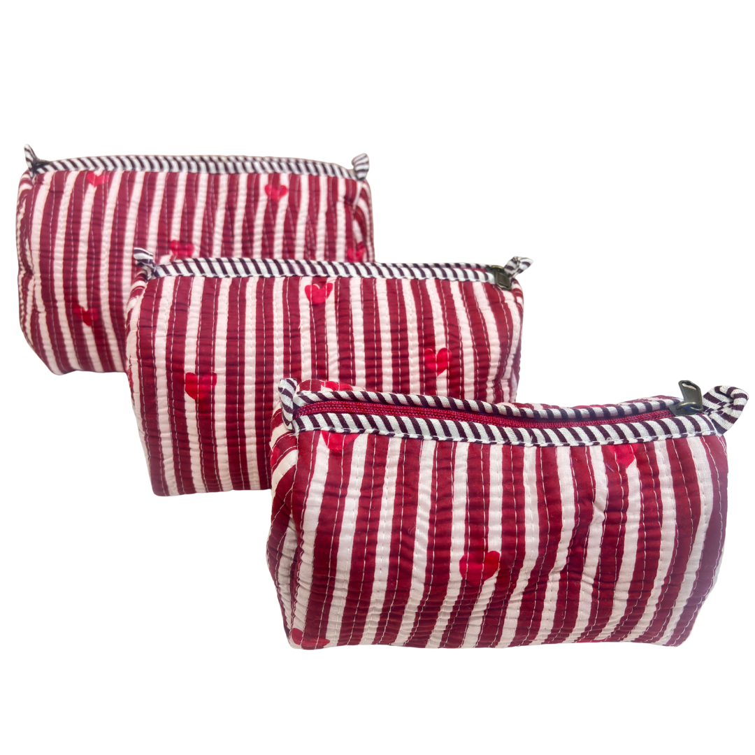 4-in-1 Festive Gifting COMBO : Premium Quilted Tote Bag + 3 Waterproof Pouches = Your Complete Organization Solution!