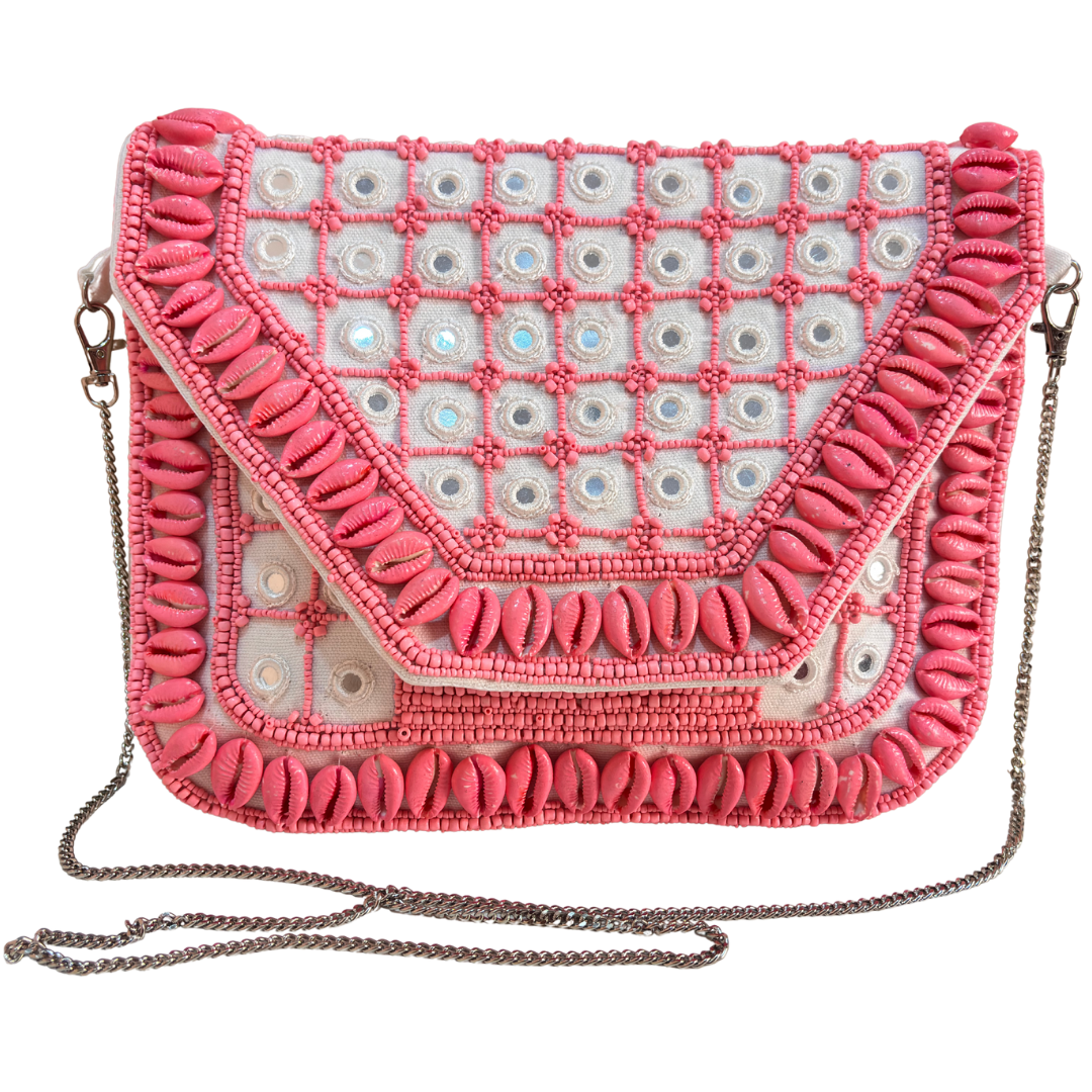 Boho Chic Cotton Crossbody Clutch and Convertible Sling