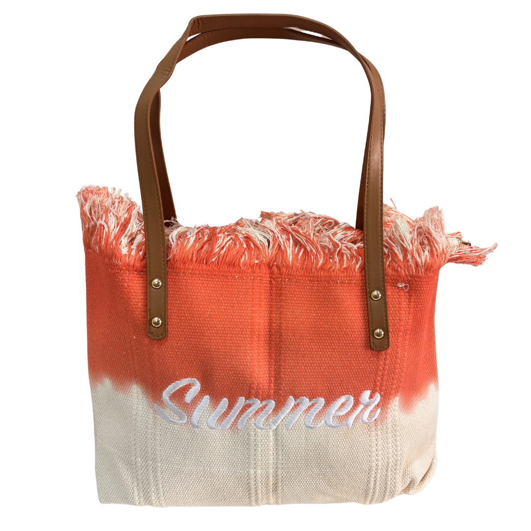 Vibrant Summer Canvas Tote Bag — Handcrafted Cotton Canvas in Orange, Yellow & Purple | The House of RajPadmini