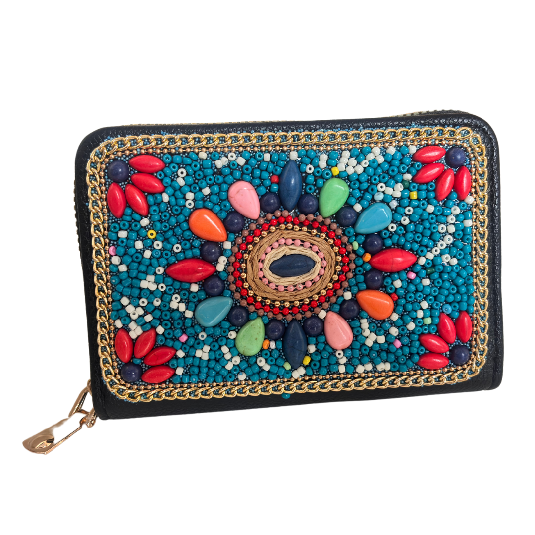 The Banjara Edition:- Beaded Boho Style 9 Card Slots Holder Wallet