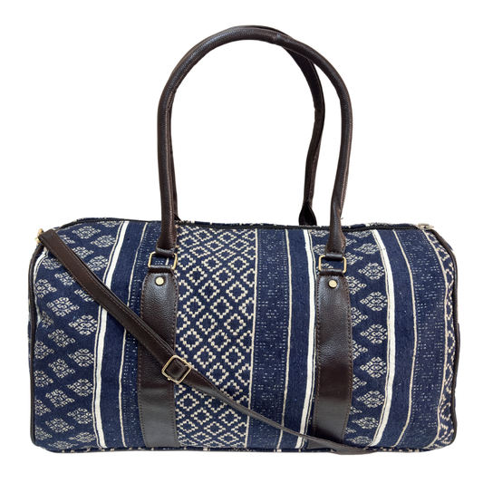 Jodhpur Blue cotton blend duffle bag by The House of RajPadmini — handcrafted travel duffle from Jaipur