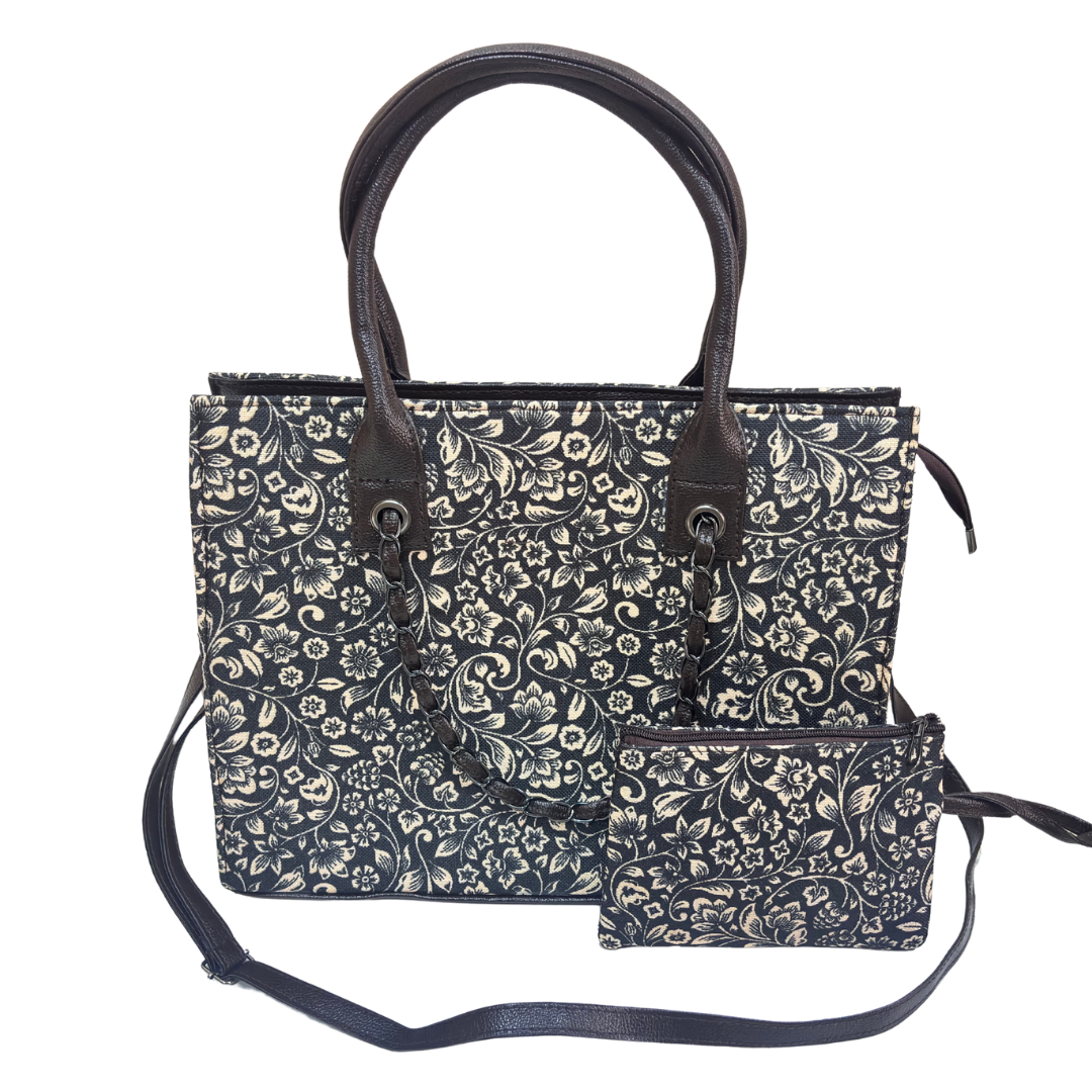 The House of RajPadmini Printed Tote Bag Set with Complementary Pouch