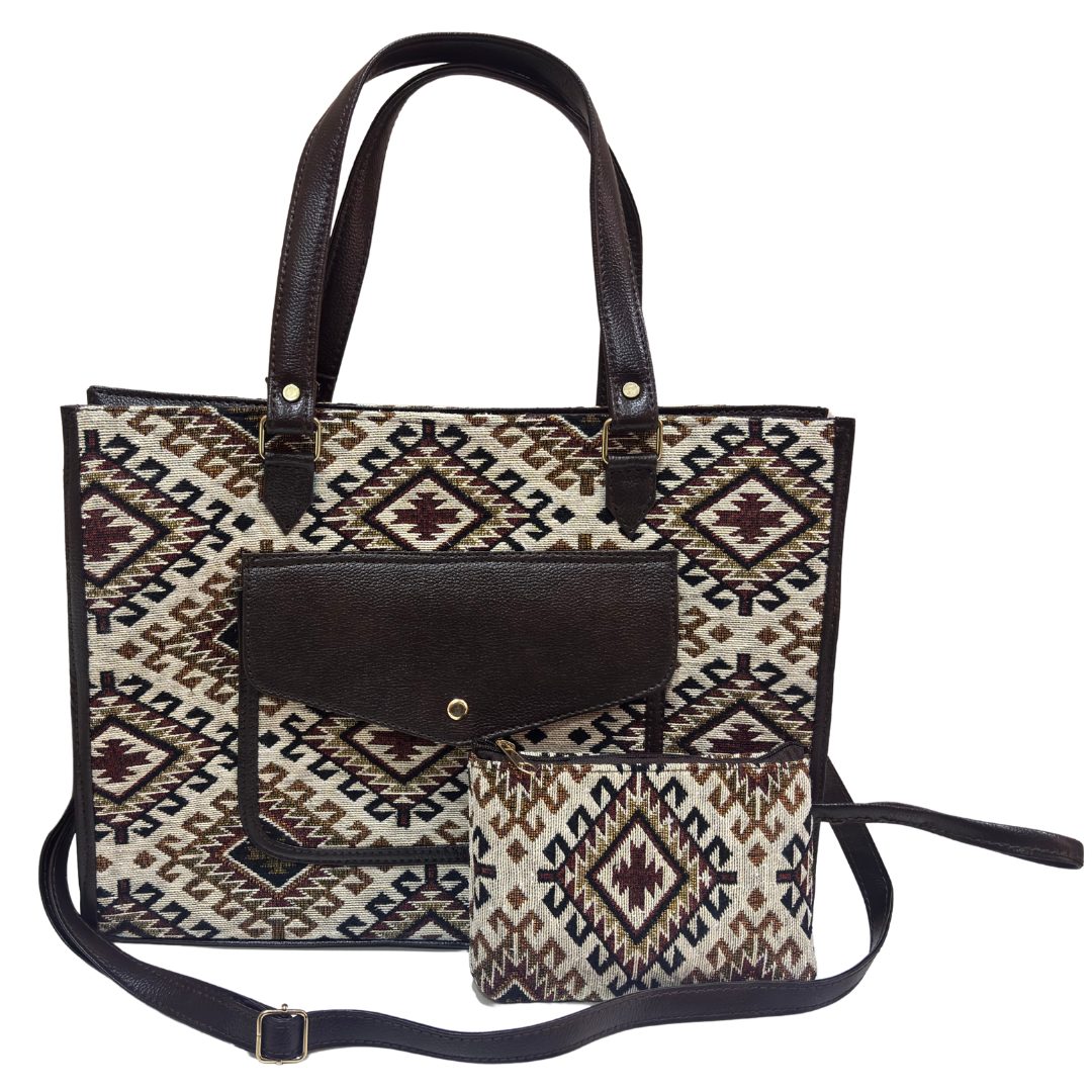 The House of RajPadmini Laptop Tote Bag with Matching Pouch | 16x14 inch
