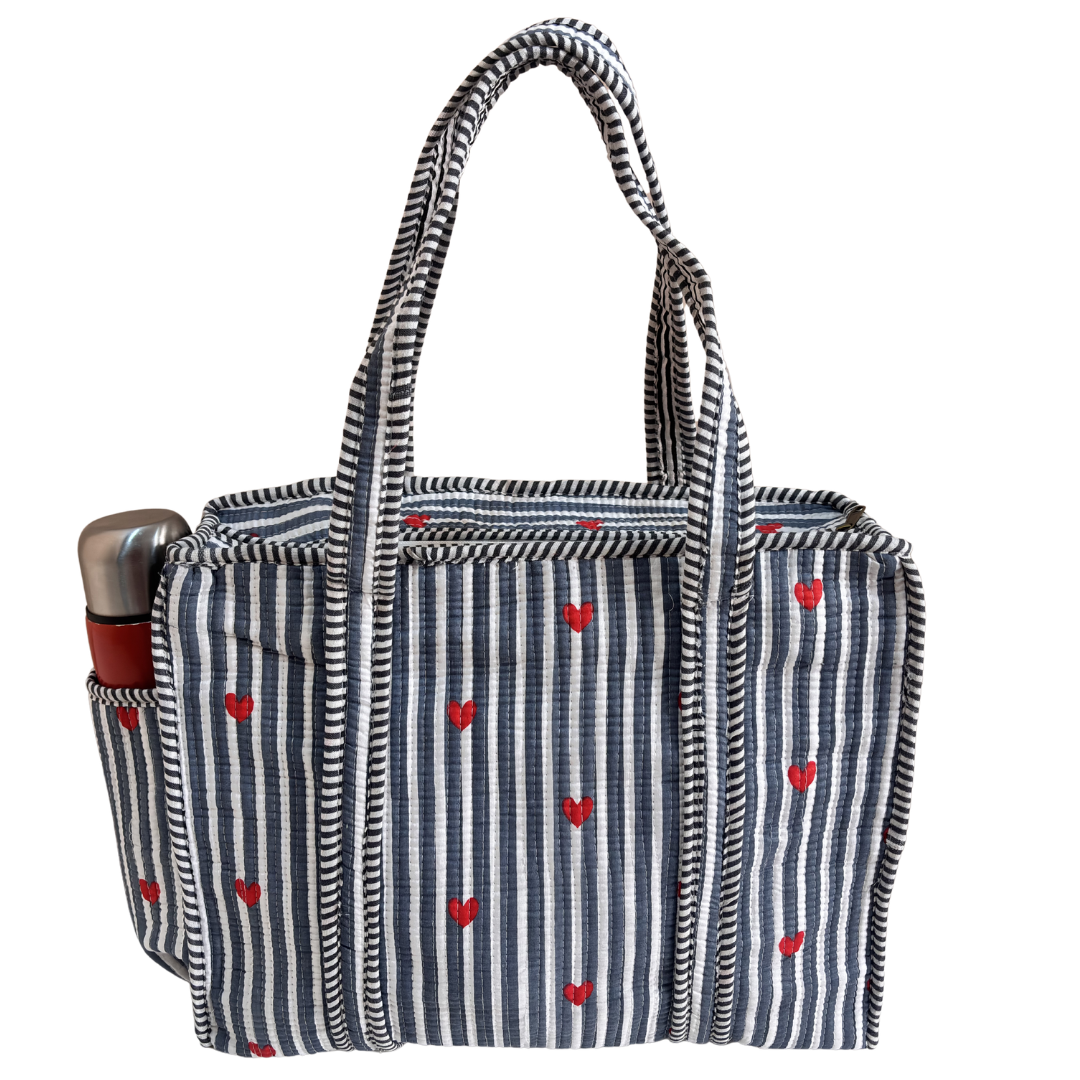 Artisan Quilted Bloom Quilted Cotton Tote - Handcrafted Shopping Companion