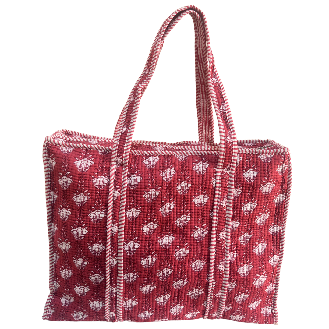 4-in-1 Festive Gifting COMBO : Premium Quilted Tote Bag + 3 Waterproof Pouches = Your Complete Organization Solution!