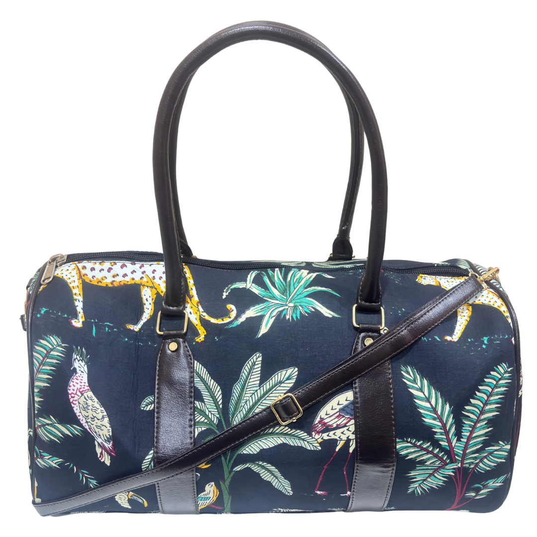 The House of RajPadmini Animal Print Cotton Duffle Bag