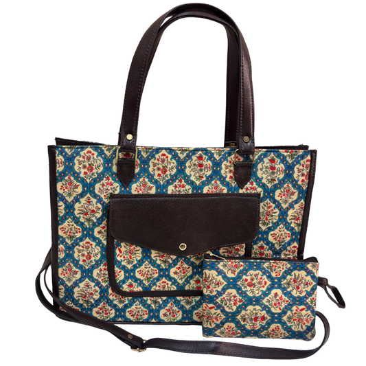 The House of RajPadmini Laptop Tote Bag with Matching Pouch | 16x14 inch