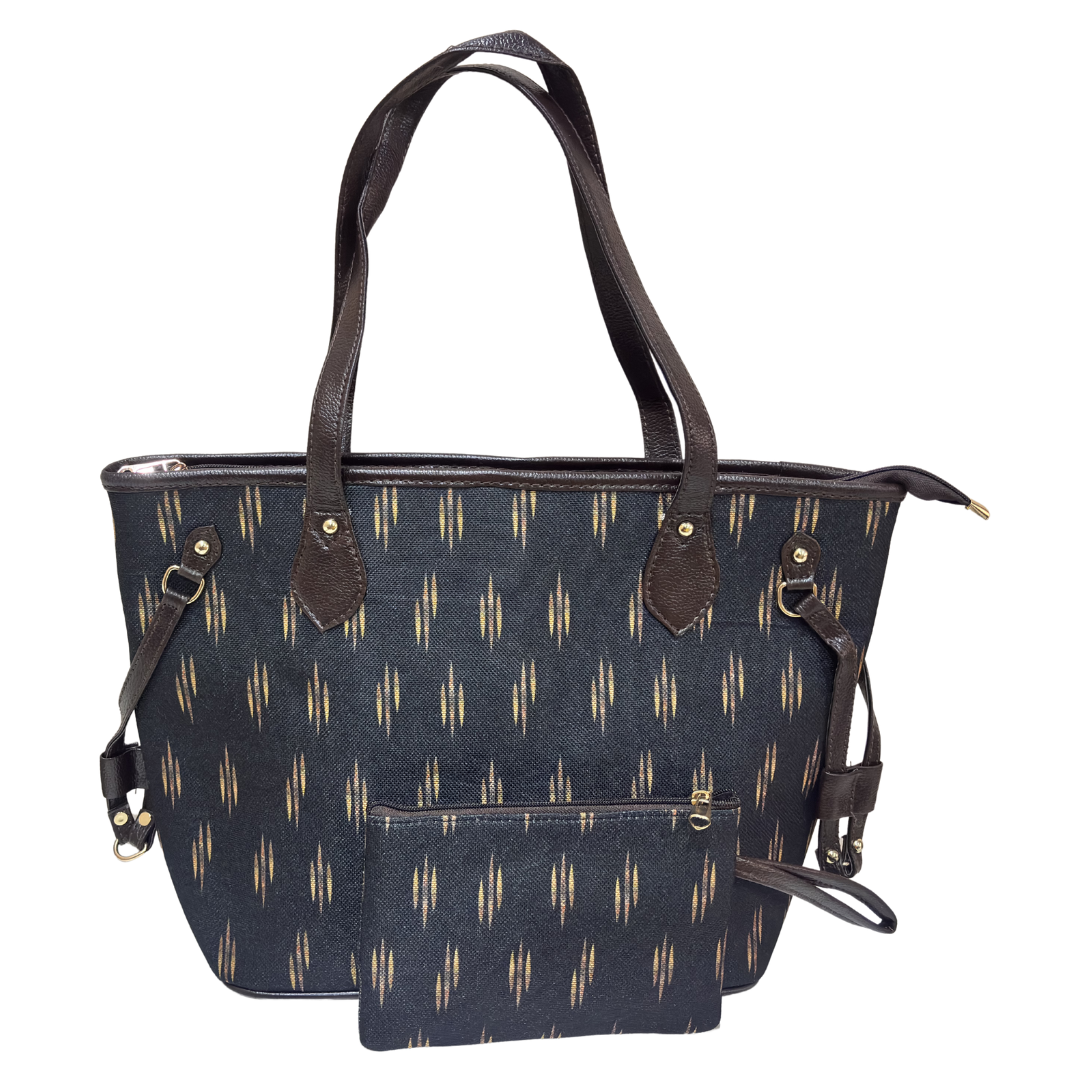 The House of RajPadmini Printed Tote Bag with Complimentary Pouch | Boho Geometric Print