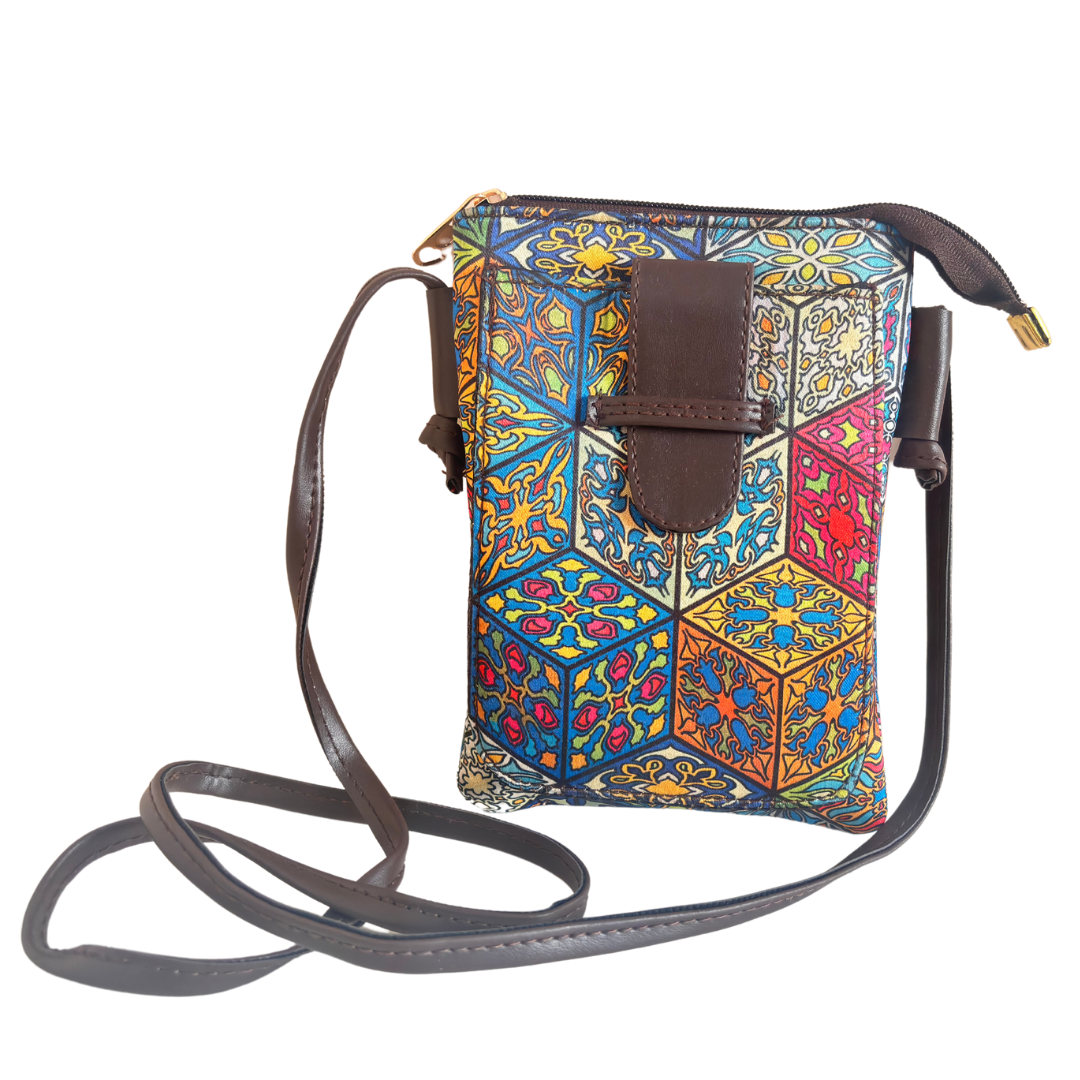 The DoorSanchaar Edition:- Women's Multicolor Printed Mobile Sling Bag - The House of RajPadmini