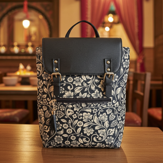 Golden Baagh Heritage Edition Backpack - Indian Botanical Art Collection Style