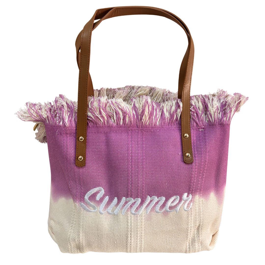 Vibrant Summer Canvas Tote Bag — Handcrafted Cotton Canvas in Orange, Yellow & Purple | The House of RajPadmini