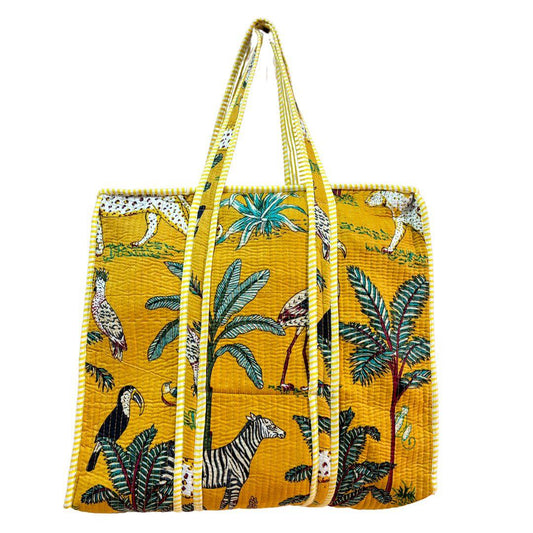 The Bazaar Bhoot Edition:- Premium Cotton Quilted Yellow Shopping Tote Bag