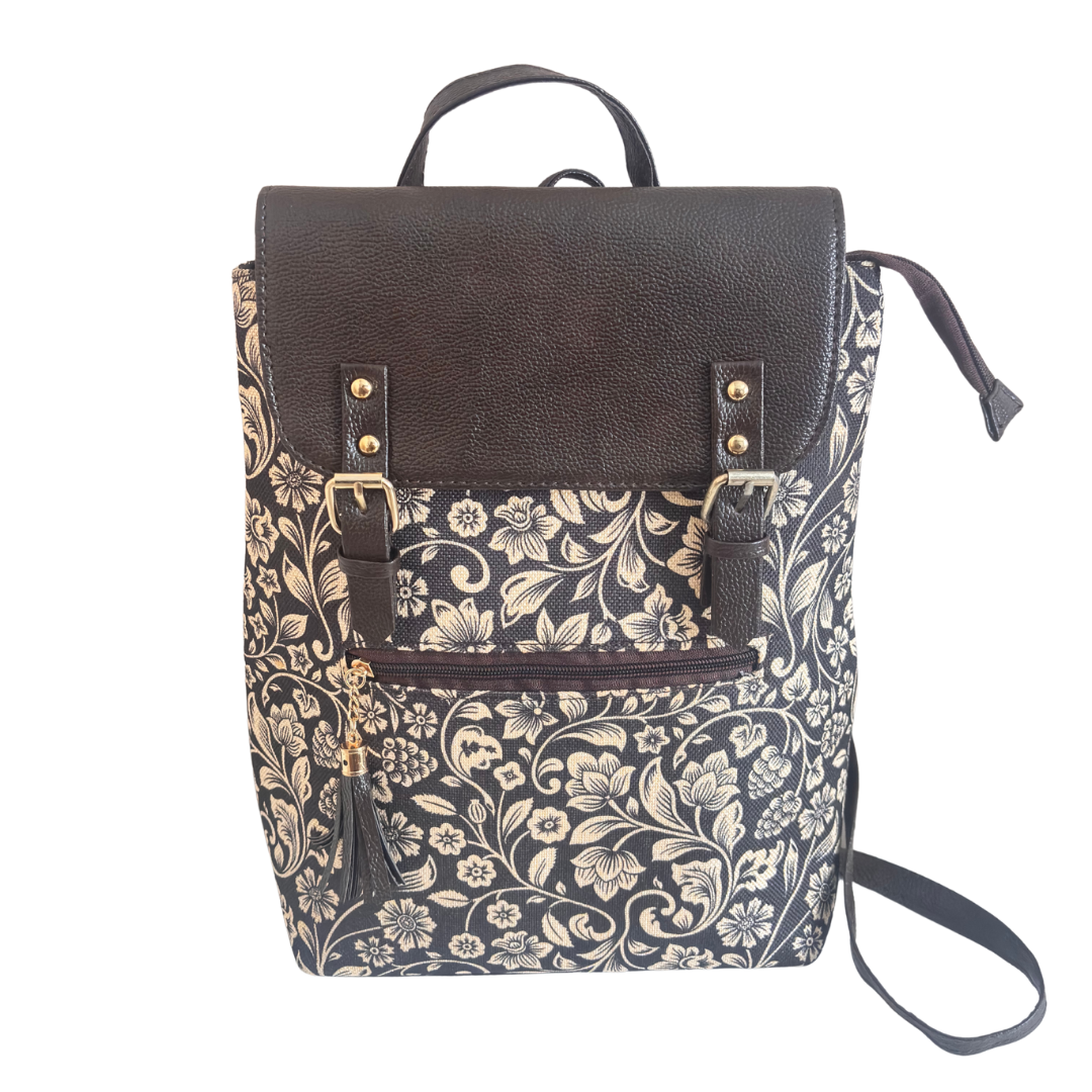 Golden Baagh Heritage Edition Backpack - Indian Botanical Art Collection Style