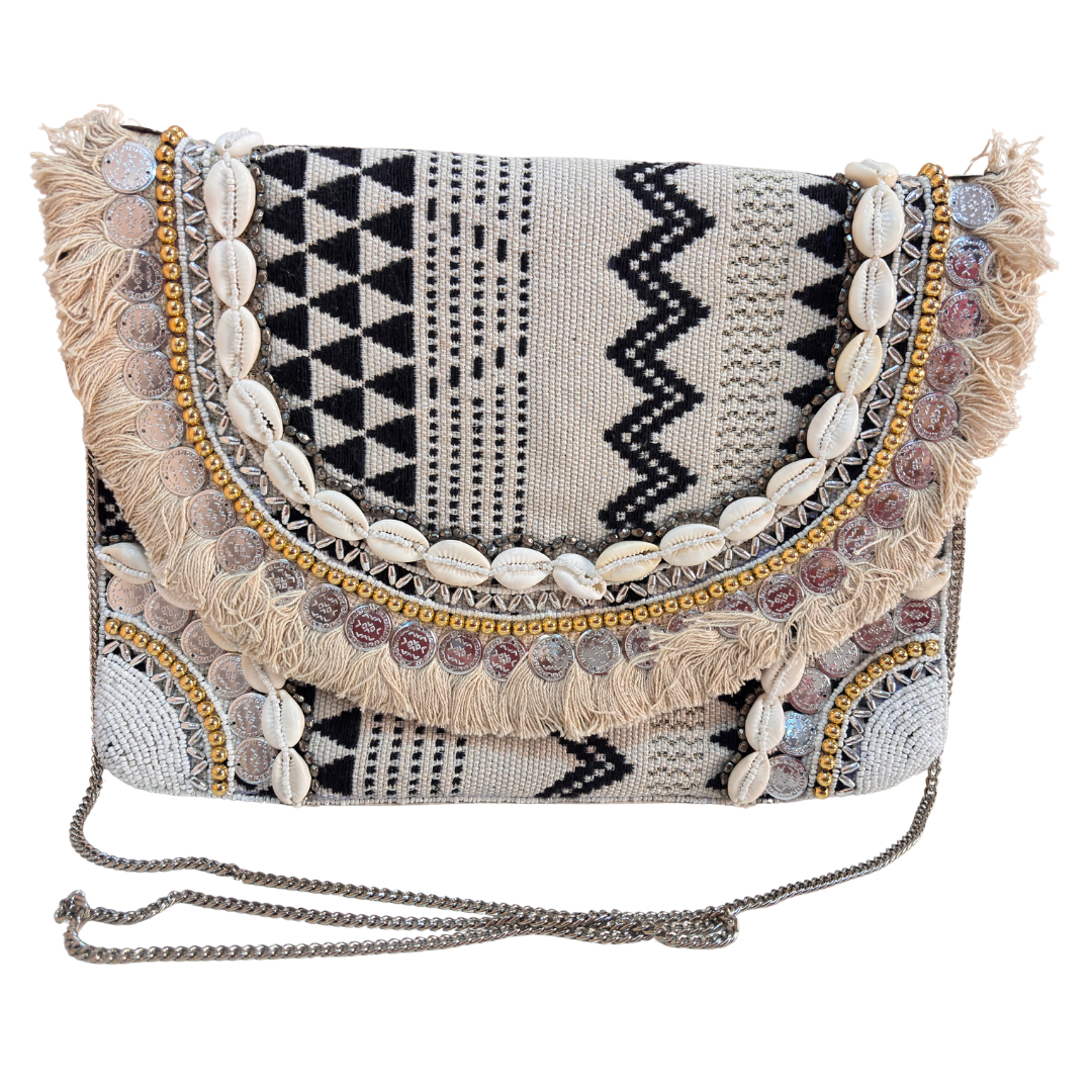 Boho Chic Cotton Crossbody Clutch and Convertible Sling
