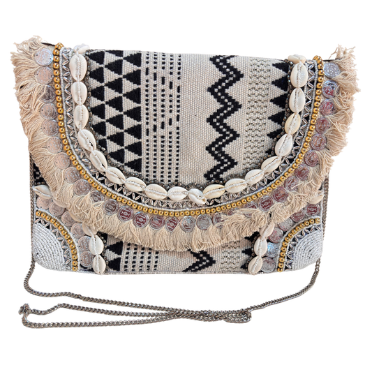 Boho Chic Cotton Crossbody Clutch and Convertible Sling