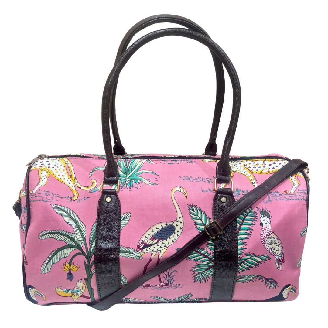 The House of RajPadmini Animal Print Cotton Duffle Bag