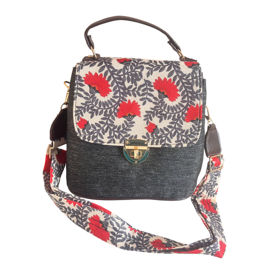 The House of RajPadmini Bold Black Jute Crossbody Sling Bag
