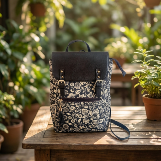Golden Baagh Heritage Edition Backpack - Indian Botanical Art Collection Style