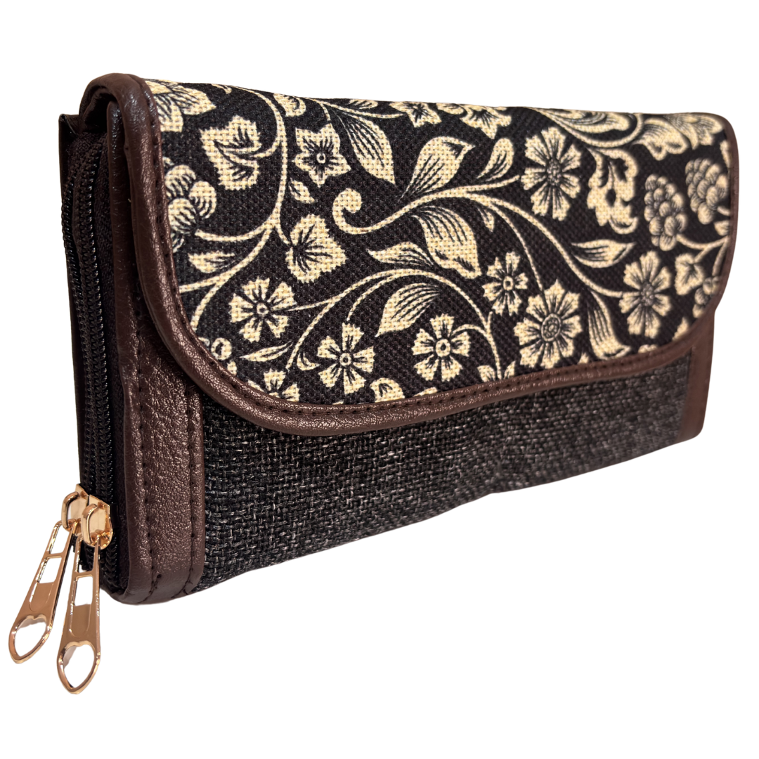 The Hamsafar Edition:- Women's Ethnic Jute Fabric Wallet with Double Partition