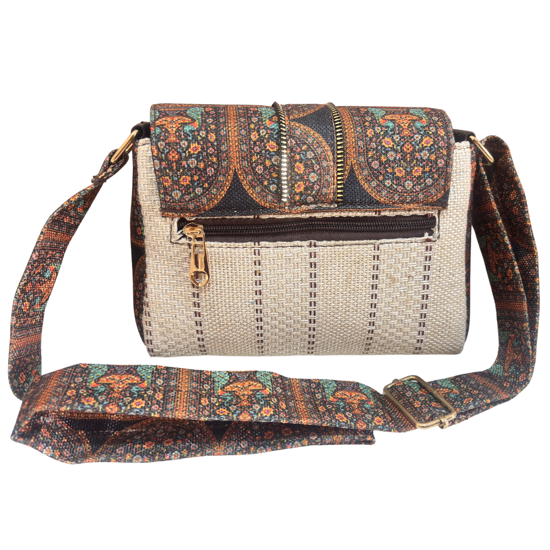 Handcrafted Jute Crossbody Sling Bag for Women — Double Partition Daily Sling with Cotton Lining | The House of RajPadmini