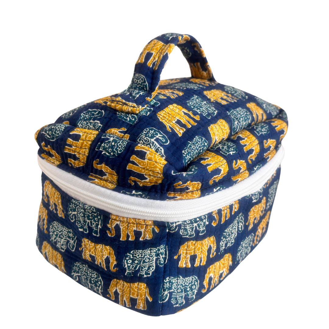 The House of RajPadmini Quilted Cotton Cosmetic Case