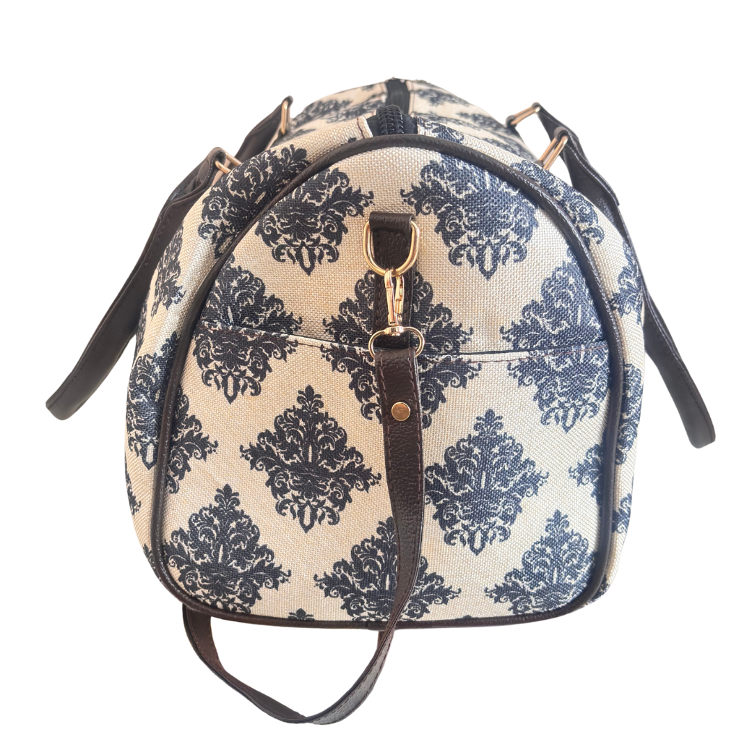 Haveli Heritage Edition- Indigo Palace Collection | Hand-Block Printed Royal Damask Pattern Duffle