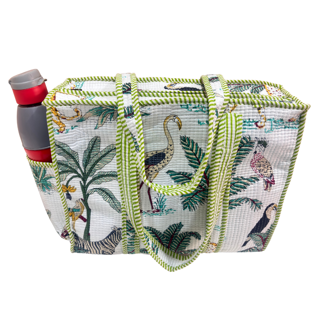Artisan Quilted Bloom Cotton Tote - Handcrafted Shopping Companion