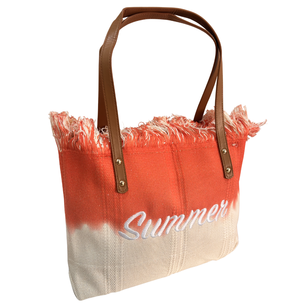 Vibrant Summer Canvas Tote Bag — Handcrafted Cotton Canvas in Orange, Yellow & Purple | The House of RajPadmini