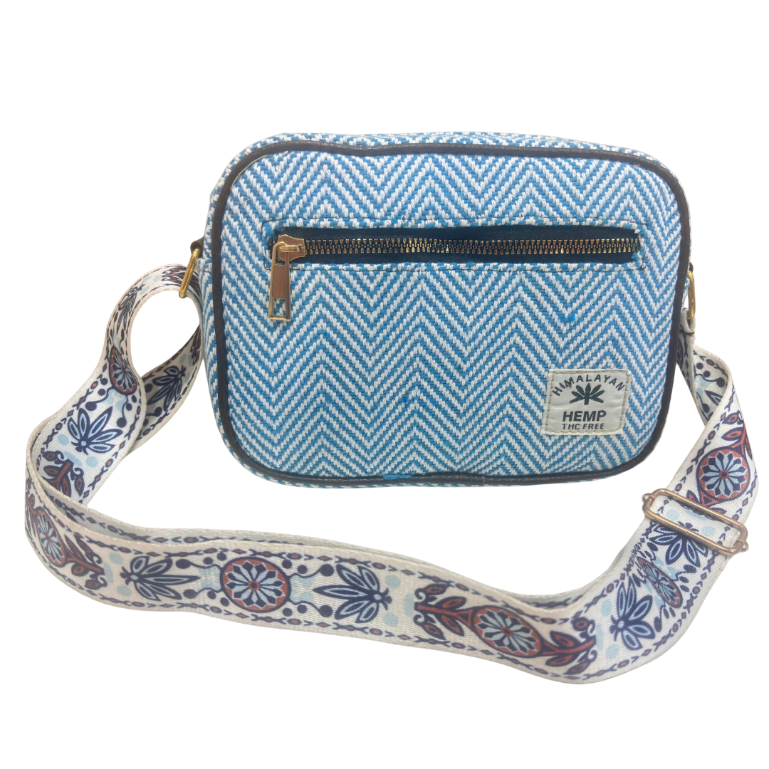 The RajPadmini Planet-Friendly Azure Blue Hemp Adventure Sling Bag