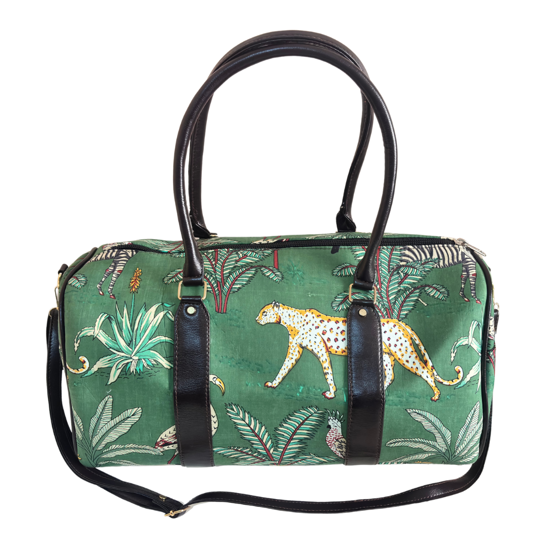 The House of RajPadmini Animal Print Cotton Duffle Bag
