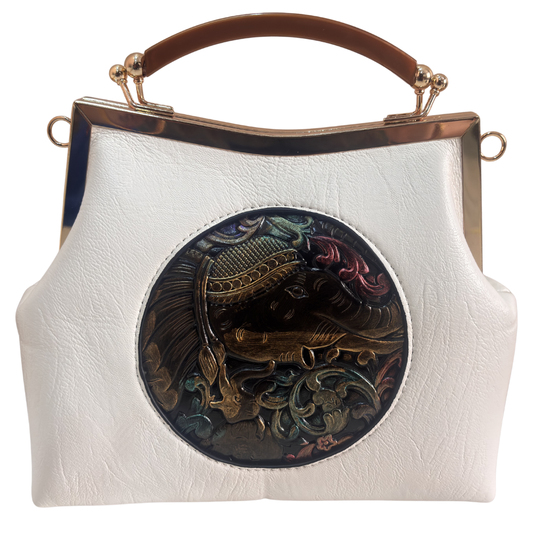 Metal Elephant Satchel Bag for Women | Handcrafted Sling Handbag with Top Handle | Ethnic & Festive | The House of RajPadmini