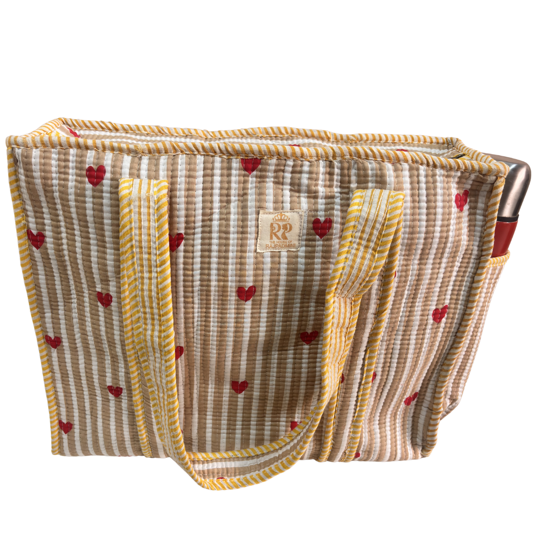 Artisan Quilted Bloom Quilted Cotton Tote - Handcrafted Shopping Companion