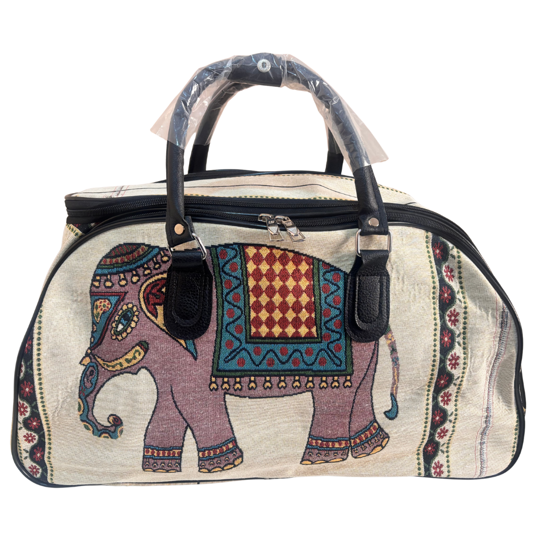 The House of RajPadmini Road Warrior Edition:- Waterproof Elephant Print Wheeled Travel Duffle Trolley Bag