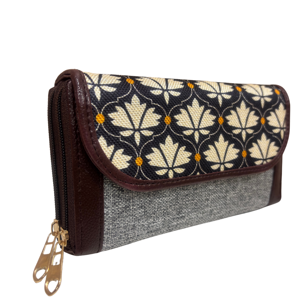 The Hamsafar Edition:- Women's Ethnic Jute Fabric Wallet with Double Partition