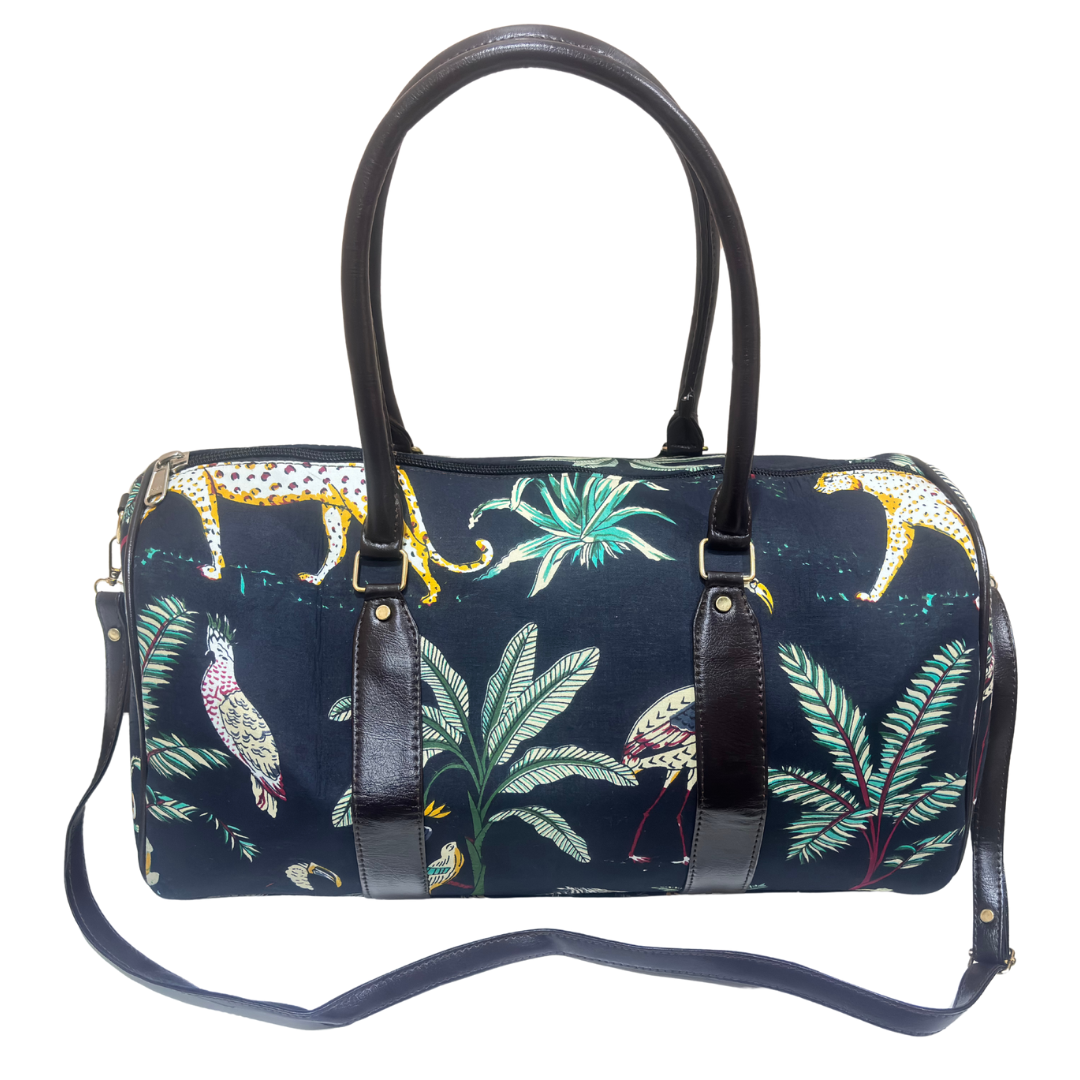 The House of RajPadmini Animal Print Cotton Duffle Bag