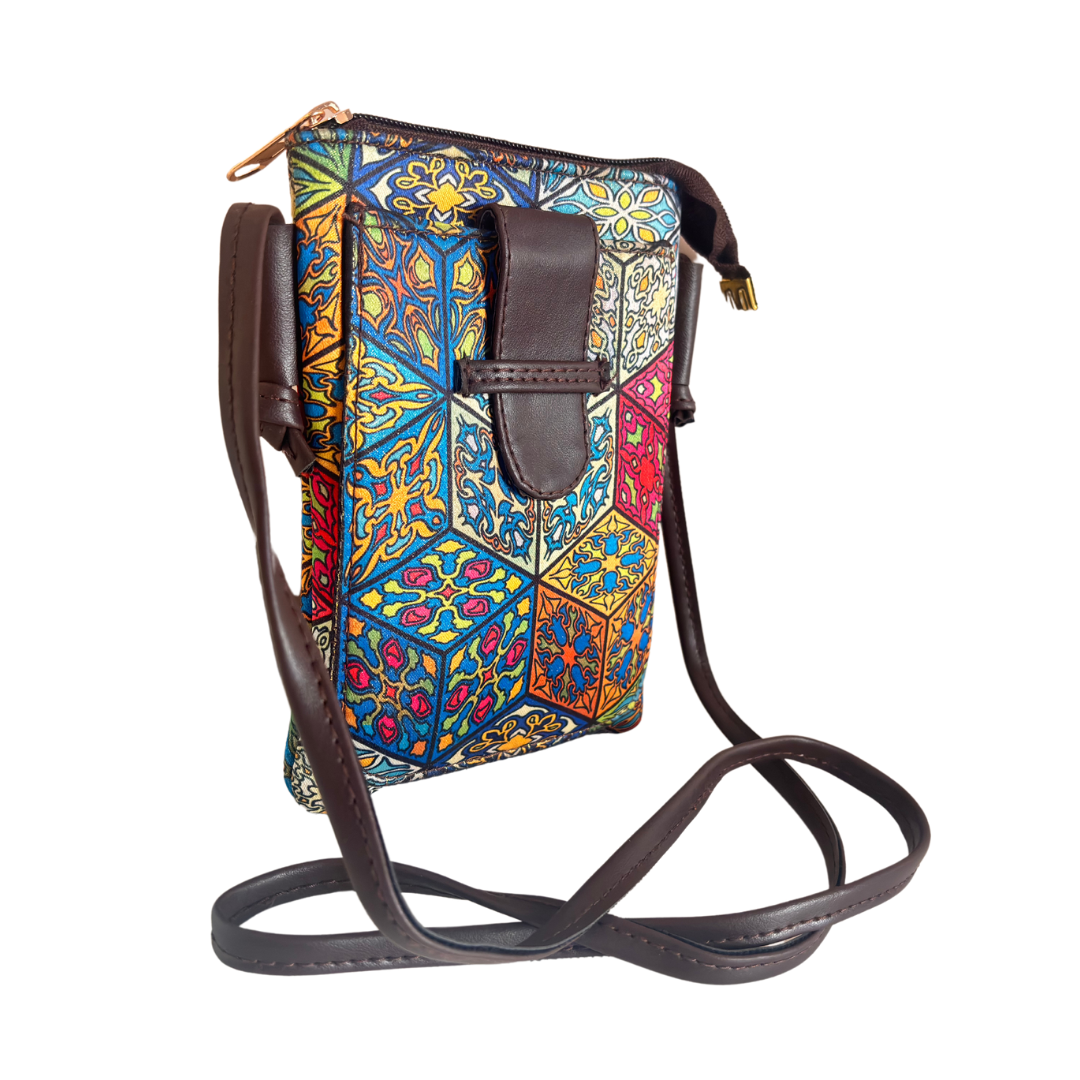 The DoorSanchaar Edition:- Women's Multicolor Printed Mobile Sling Bag - The House of RajPadmini