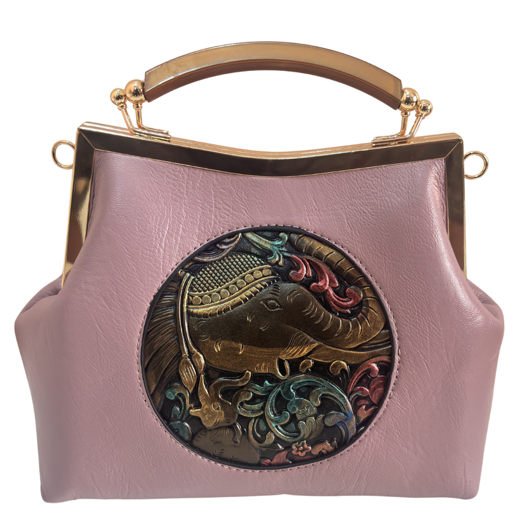 Metal Elephant Satchel Bag for Women | Handcrafted Sling Handbag with Top Handle | Ethnic & Festive | The House of RajPadmini