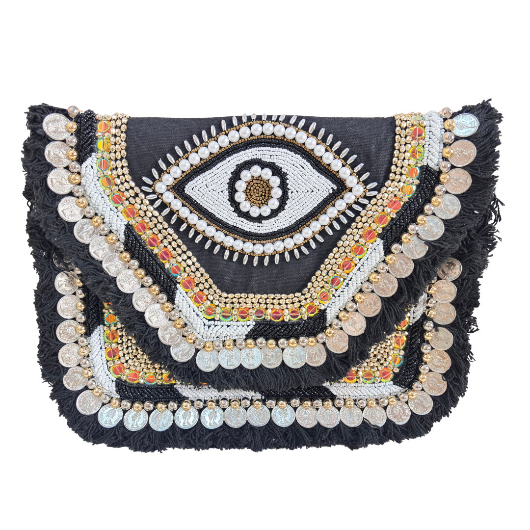 Boho Chic Cotton Crossbody Clutch and Convertible Sling
