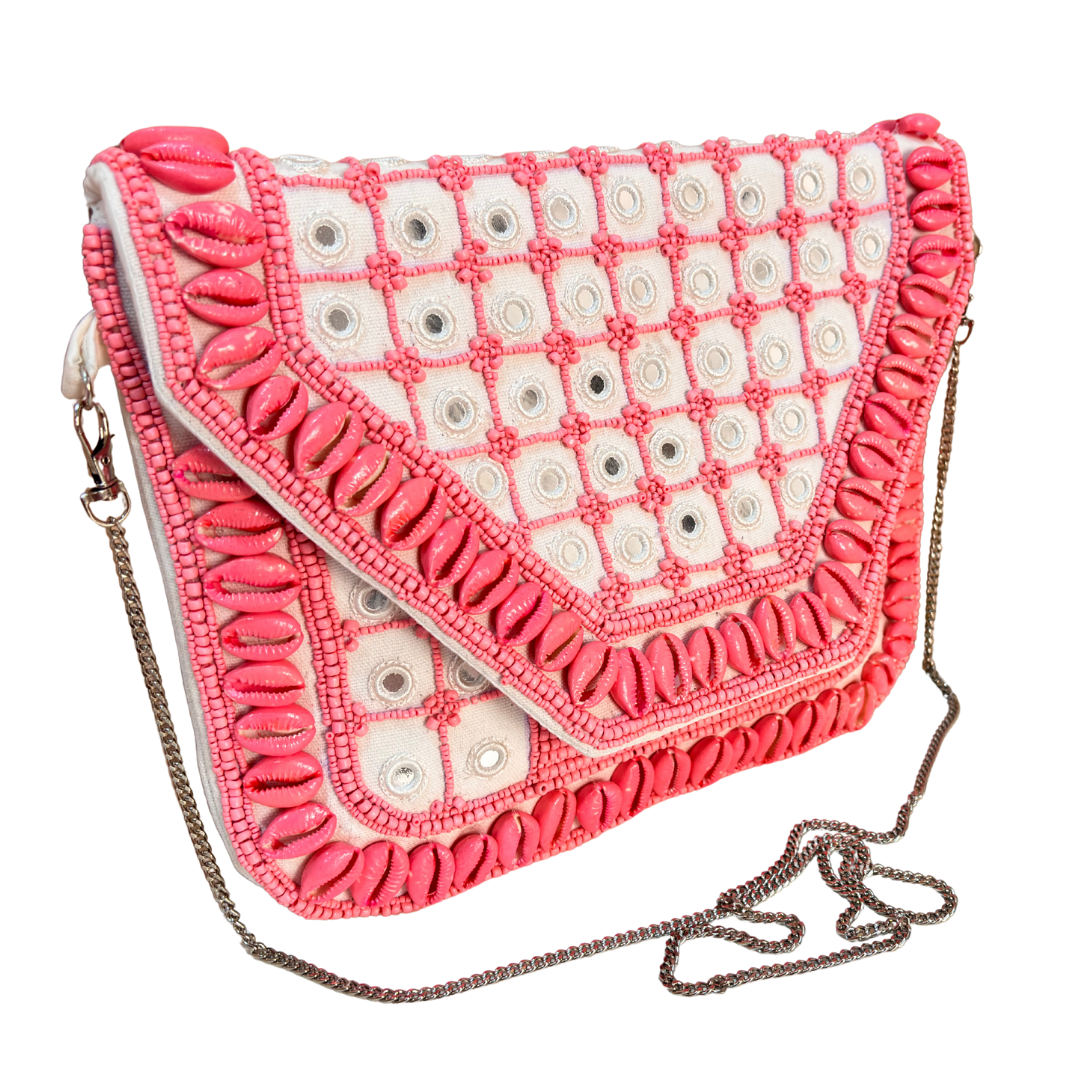 Boho Chic Cotton Crossbody Clutch and Convertible Sling