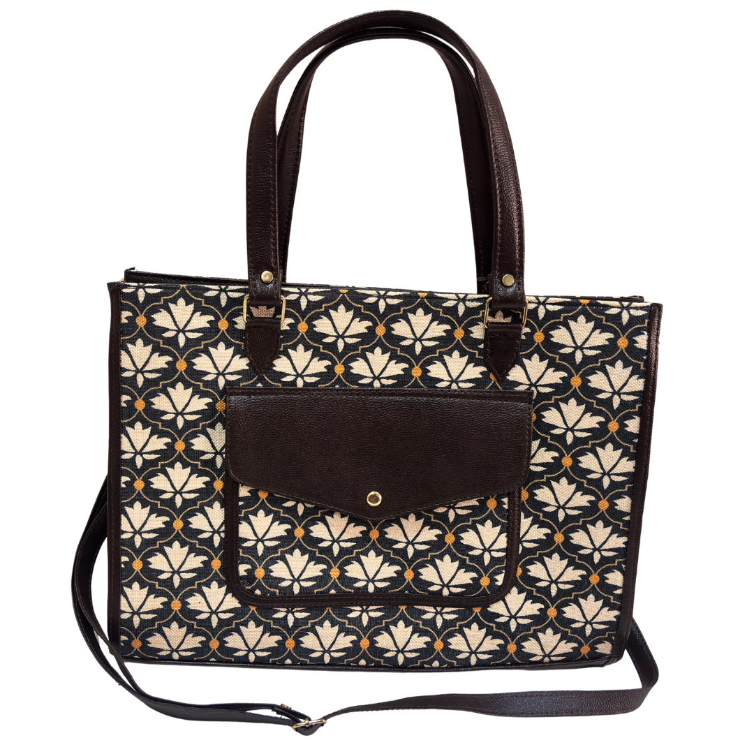 The House of RajPadmini Laptop Tote Bag with Matching Pouch | 16x14 inch
