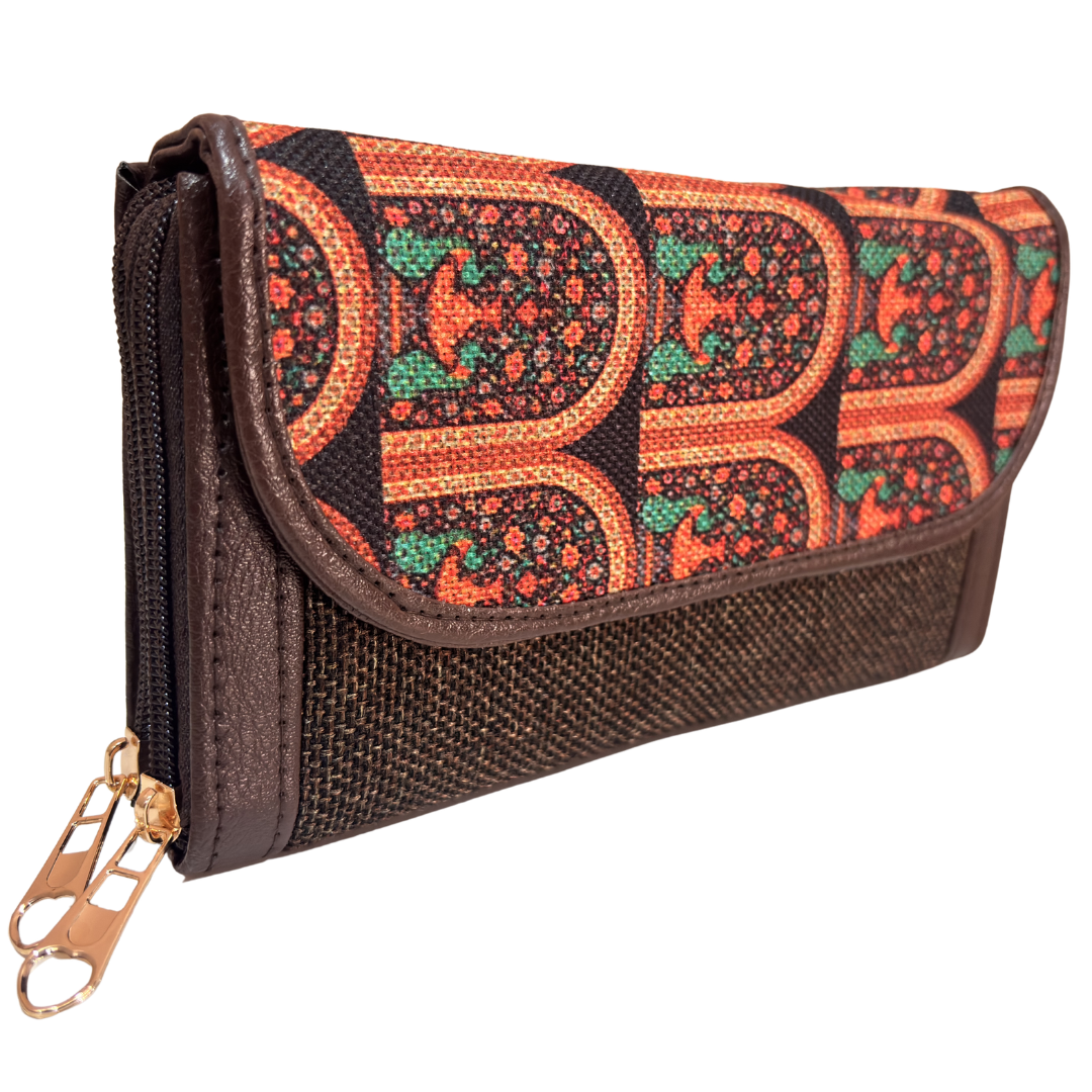 The Hamsafar Edition:- Women's Ethnic Jute Fabric Wallet with Double Partition