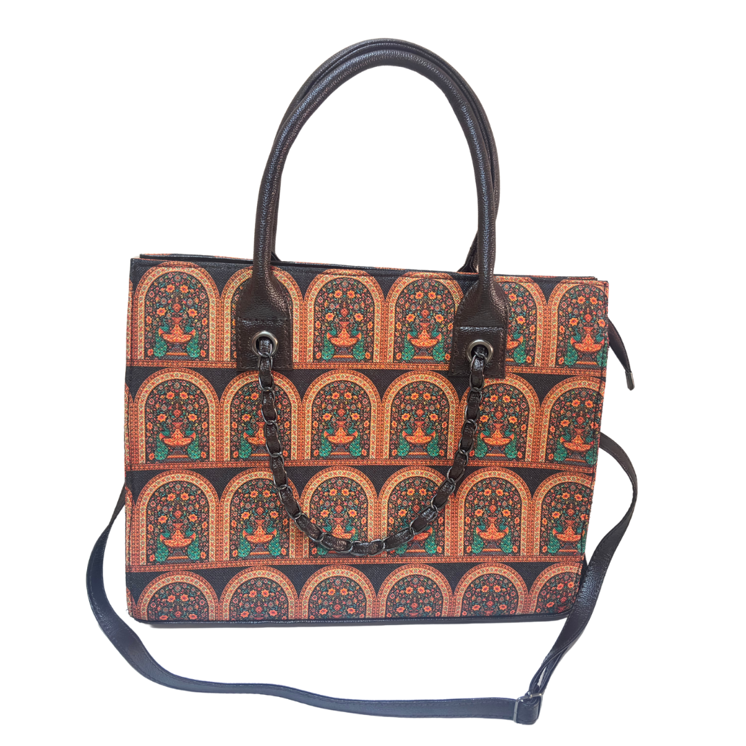 The House of RajPadmini Printed Tote Bag Set with Complementary Pouch