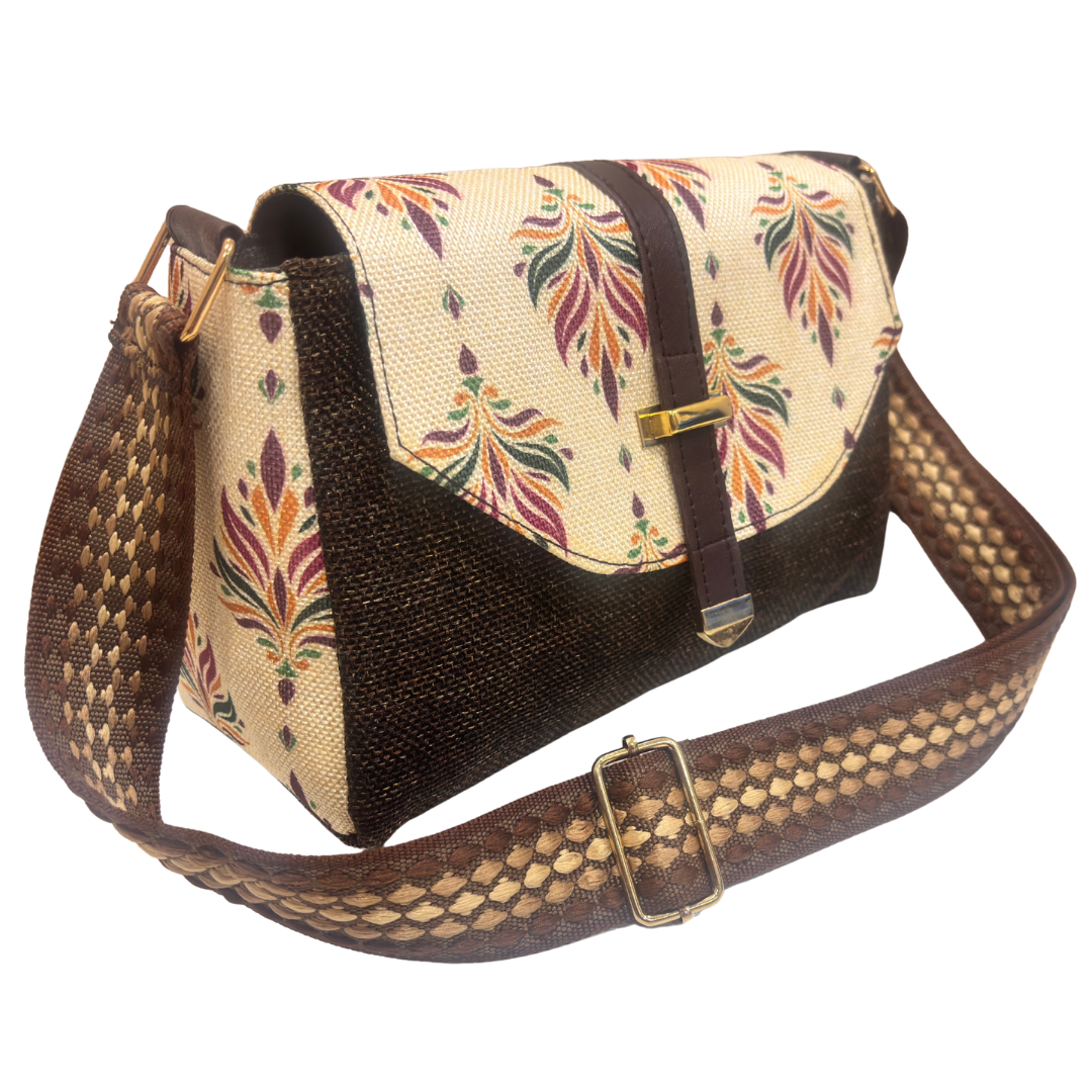 The House of RajPadmini Phulkari Haveli Edition | Heritage Floral Patchwork Sling Bag with Double Partition