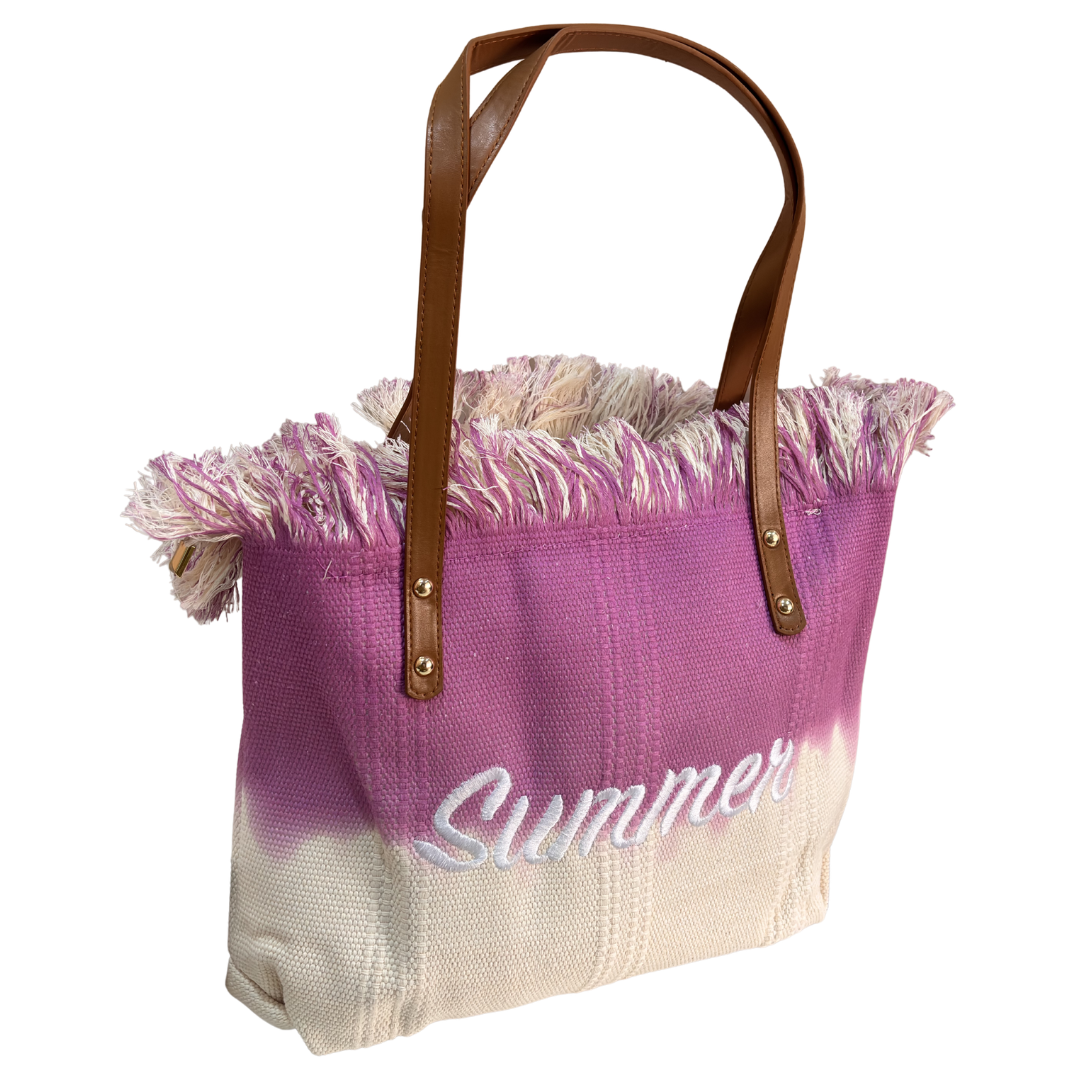Vibrant Summer Canvas Tote Bag — Handcrafted Cotton Canvas in Orange, Yellow & Purple | The House of RajPadmini