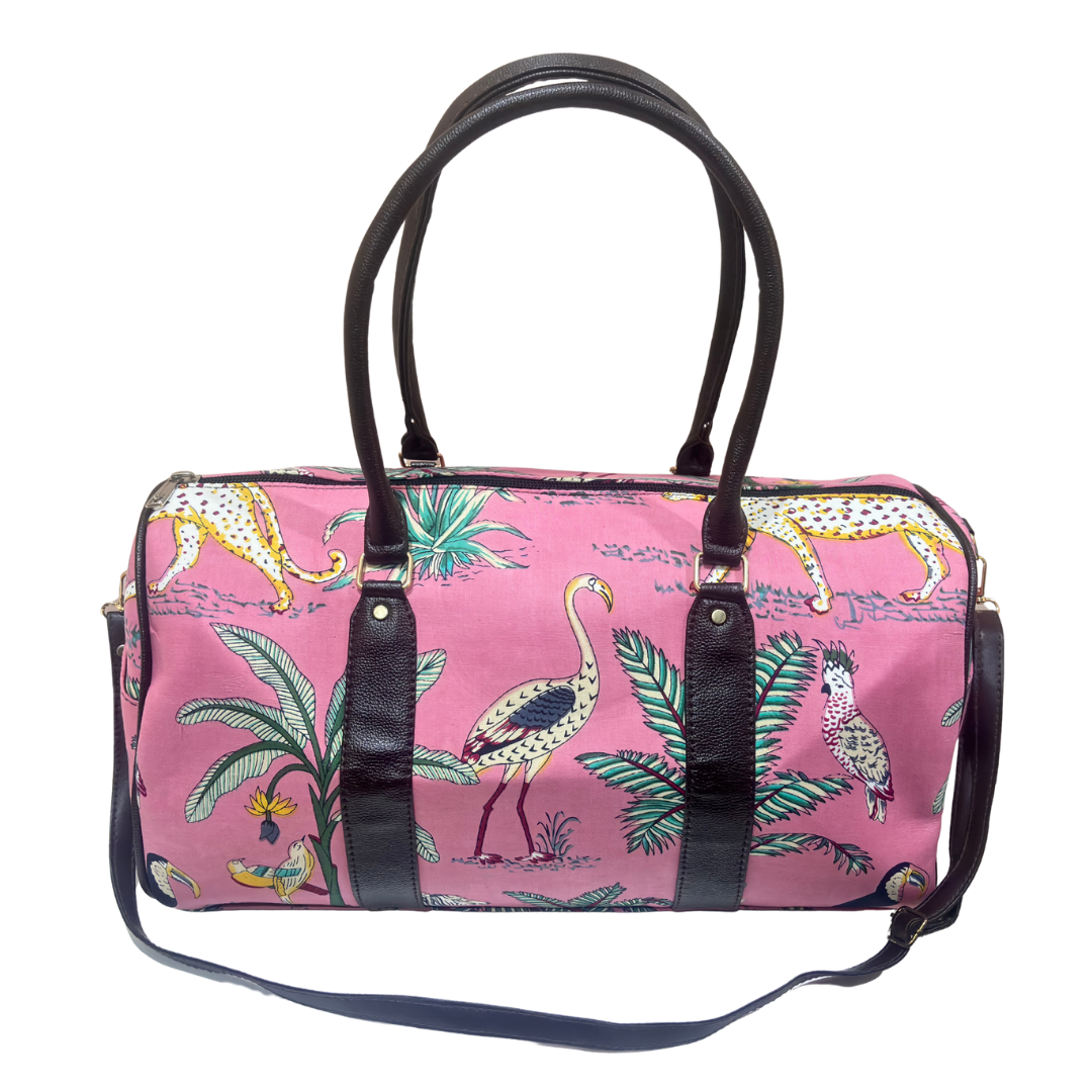 The House of RajPadmini Animal Print Cotton Duffle Bag